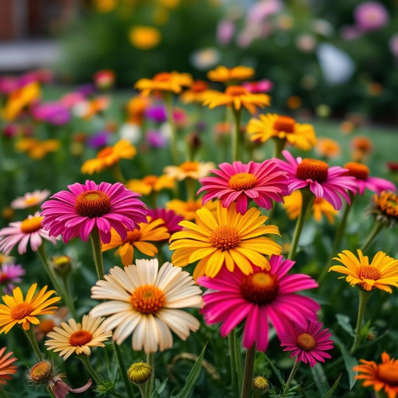 Vibrant Texas wildflowers in garden bed